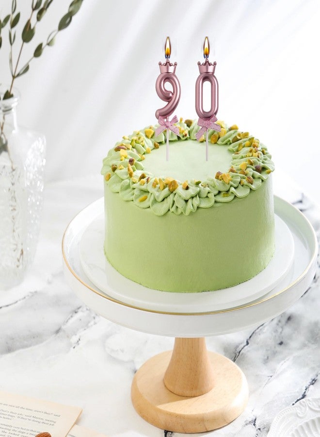 AOOLADA 90th Birthday Candles, Rose Gold 90 Year Old Number Birthday Candles, Number 90 Candles for Men Women, Birthday Party Decorations Cake Topper Gifts for Wedding Anniversary Celebration - Image 3
